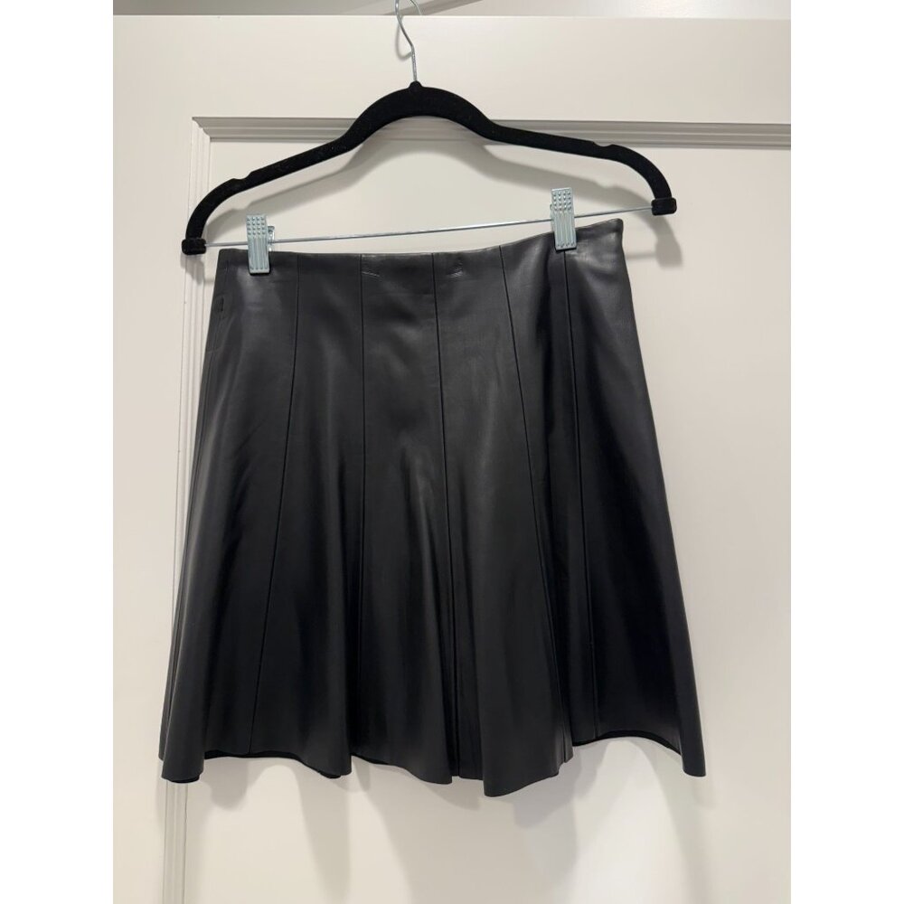 Zara Black Faux Leather Pleated Mini Skirt Size Medium